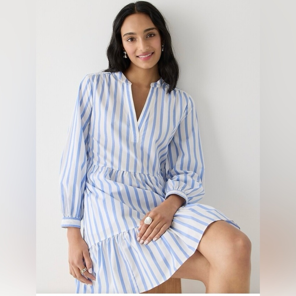 J. Crew Blue and White Striped Mini Dress